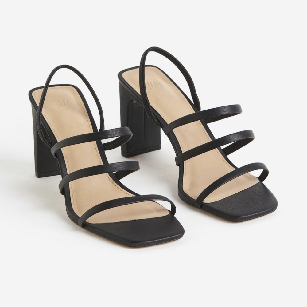 H&M Heels NWT Size 9 Black Cream Square Toes Classic Office Business